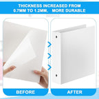 Henoyso 12 Pcs 3 Ring 1 Inch Binders Fits 8.5 x 11 Inch Letter Size Paper, Plastic White Flexible Binders with View Cover and 2 Pockets, 175 Sheets Capacity for Office School