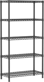 SINGAYE 5 Shelf Adjustable Heavy Duty Storage Shelving Unit 350 lbs per Shelf Steel Organizer Wire Rack Storage for Garage Office Pantry Ktichen Black 14" Dx36 Wx72 H