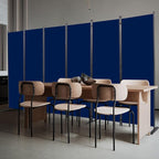 CHOSENM Room Divider, 6 Panel Folding Privacy Screens with Wider Support Feet, 6 Ft Portable Room Partition for Room Separator, 132" W X 71" H, Navy Blue