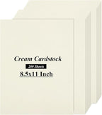 QTLCOHD 200 Sheets Cream Cardstock 8.5 x 11 Off White Cardstock 110lb Ivory Cardstock Paper Printer Paper for Certificates, DIY Card Making, Invitations, Business Cards