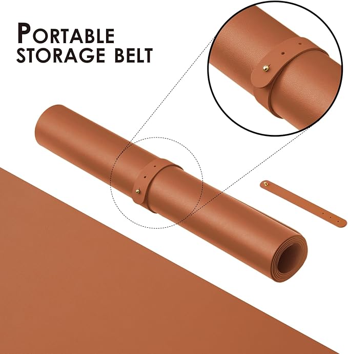 Leather Desk Mat - Non-Slip PU Desk Pad for Office and Home - Desk Organization and Accessories - Ideal for Large Mouse Pad and Desk Mats on Top of Desks (Brown,36"x 17")