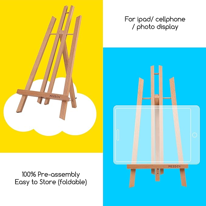MEEDEN 6 Pack 20 Inch Art Beech Wooden Tabletop Easel for Sign Painting - Small Canvas Stand for Kids Adults