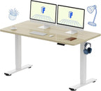 FLEXISPOT EN1 One-Piece Standing Desk with 1-Inch Thick Seamless Desktop, 55"x28" Electric Height Adjustable Desk for Home Office, Multi-Monitor Setups & Easy Assembly, White Wood Grain