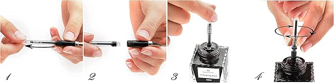 Dryden Designs Fountain Pen - Medium and Fine Nibs | Includes 24 Ink Cartridges and Ink Refill Converter | Calligraphy Pen, Consistent Writing, Smooth Flow - Pearl White.