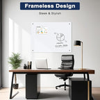 Magnetic Glass Whiteboard, 8' x 4' Glass Dry Erase Board for Wall, 96" x 48" Large Frameless White Board with 1 Marker Tray and 10 Magnets for Office, Home, Classroom - Ultra White
