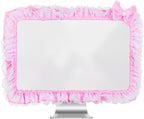 Kingshion 23"-27" Lovely Cute Computer Monitor Cover with Lovely Cute Elastic Pen Pocket Bow-knot TV LCD Screen Monitor Decoration Dust Cover Protector, Lace Fabric, Pink