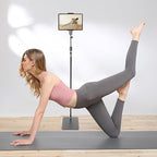 Fufiea Floor Stand for Tablet & Phone, 63" Heavy-Duty Carbon Steel Stand with 360° Rotation, Knob-Locking Stable Base for iPad, Monitor, Video Calls, Home Office & Bedroom (Black)