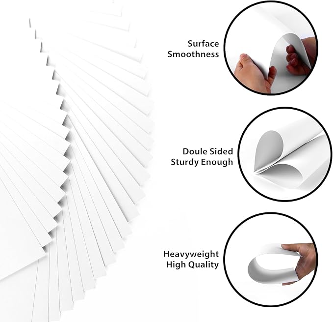 OcePor 100 Sheets White Cardstock 11” x 17”, 65lb/180gsm White Card Stock, Thick Card Stock Paper, Heavy Cardstock Paper for Printer, Resume, Scrapbooks, Art, Crafts, Business Cards