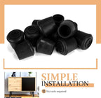 VOCOMO 7/8" Round Rubber Chair Leg Tips Caps, Chair Leg Floor Protectors Furniture Legs Caps Non Slip Reduce Noise for Hardwood Floors (Black, 12 Pack)