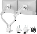monTEK Dual Monitor Arm with USB, Mechanical Spring Monitor Arm for 17-35" Screens, Adjustable Monitor Desk Mount Each Holds up to 24.2 lbs with C Clamp/Grommet Desk Mount, VESA 75/100mm, MA1011UCWH-D