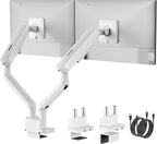 monTEK Dual Monitor Arm with USB, Mechanical Spring Monitor Arm for 17-35" Screens, Adjustable Monitor Desk Mount Each Holds up to 24.2 lbs with C Clamp/Grommet Desk Mount, VESA 75/100mm, MA1011UCWH-D