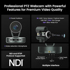 NEARITY 2K Conference Room Camera System, 2X Scalable Conference Speakerphones, POE Daisy Chain, Noise Suppression, PTZ Webcam w/Optical Zoom for Video Conferencing/Streaming in Small to Medium Rooms