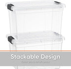 Superio Clear Storage Boxes with Lids, 4.7 Quart Plastic Container Bins for Organizing, Stackable Crates, BPA Free, Non Toxic, Odor Free, Organizers for Home, Office and Dorm, 4 Pack