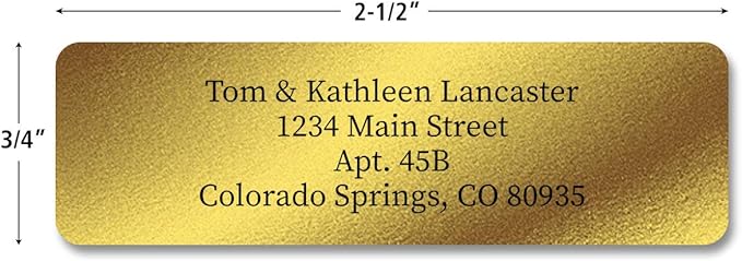 Personalized Return Address Labels, Roll of 250 Gold Foil Self-Adhesive Labels Without Dispenser, Customize with Name & Shipping Address, Colorful Images
