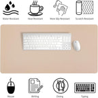 Bloss Leather Desk Mat, Mouse Pad, Waterproof Small Desk Pad, Desk Matt for Desktop, Non-Slip Desk Pad Mat for Office Work/Home - Beige (27.6 x 13.8 Inches)