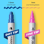 Coogert 36 Colors Dual Tip Acrylic Paint Markers,Fine Tip and Dot Tip Acrylic Paint Pens For Rock Painting, Canvas, Wood, Glass, Ceramic, Fabric, Plastic, Egg, Art Painting Supplies Kit