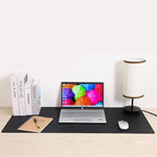 Wolaile Desk Blotter Pad,36x17 inch PU Leather Computer Mouse Mat,Non-Slip Waterproof Writing Desktop Protector for Office Home,Large,Beige White