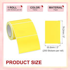 PATIKIL 2 x 3 Inch Rectangle Inventory Color Coding Labels 1 Roll, Square Self-Adhesive Inventory Label Stickers for Office Home Organization Name Tags, 250 Per Roll, Yellow