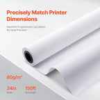 VEVOR 24 in x 150 ft Plotter Paper, 6 Rolls, 20 LB Bond, Architectural D/E, 2496 Sheets, White, Uncoated, Biodegradable, 94% Opacity, Ideal for CAD, Engineering, GIS Maps & Architectural Designs