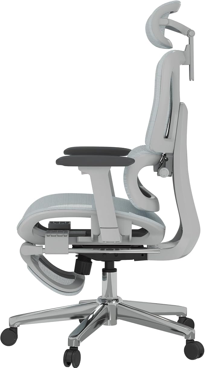 FLEXISPOT ErgoX Premium Ergonomic Office Chair with Footrest- Adjustable 3D Armrests, Dynamic Lumbar Support, Recline & Tilt Function, Mesh Seat, for Home & Office Use,Blue