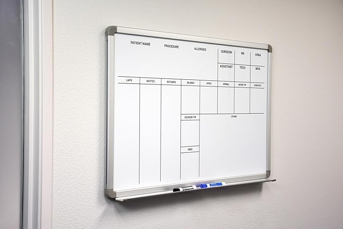 OP-Room Dry-Erase Hospital Whiteboard 48" x 36"