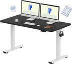 FLEXISPOT EN1 One-Piece Standing Desk with 1-Inch Thick Seamless Desktop, 55"x28" Electric Height Adjustable Desk for Home Office, Multi-Monitor Setups & Easy Assembly, Black