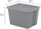 (4 pack) 18 Gallon Plastic Storage Bin with Snap-On Lid, Gray - Durable Stackable Container for Home, Garage & Office Organization