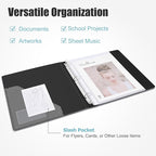 Uquelic 80-Pocket Binder with Plastic Sleeves for Letter/A4 Size(11" x 8.5"), Silver Leaf Printed Cover, Document Binder Organizer for Papers, Certificates and Artwork with Macaron PP Divider Pages