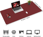 Desk Mat 47" x 23.7" Leather Desk Pad Protector with Natural Cork & PU Leather, Non-Slip Office Desk Mat, Double-Sided Large Mouse Pad, Waterproof Desk Pad for Office&Home (Red)