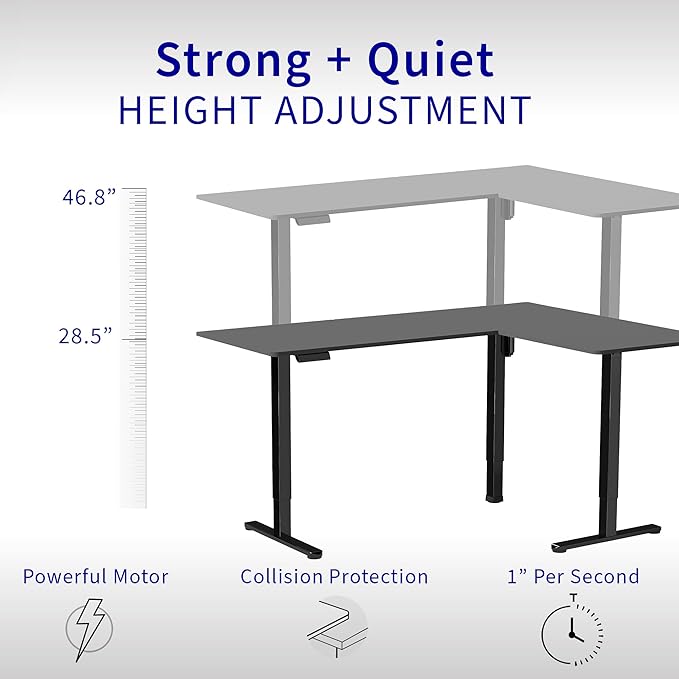 VIVO Electric Corner 84 x 63 inch L-Shaped Standing Desk, Memory Height Adjustment, White Top Black Frame, DESK-E3CTBW-84