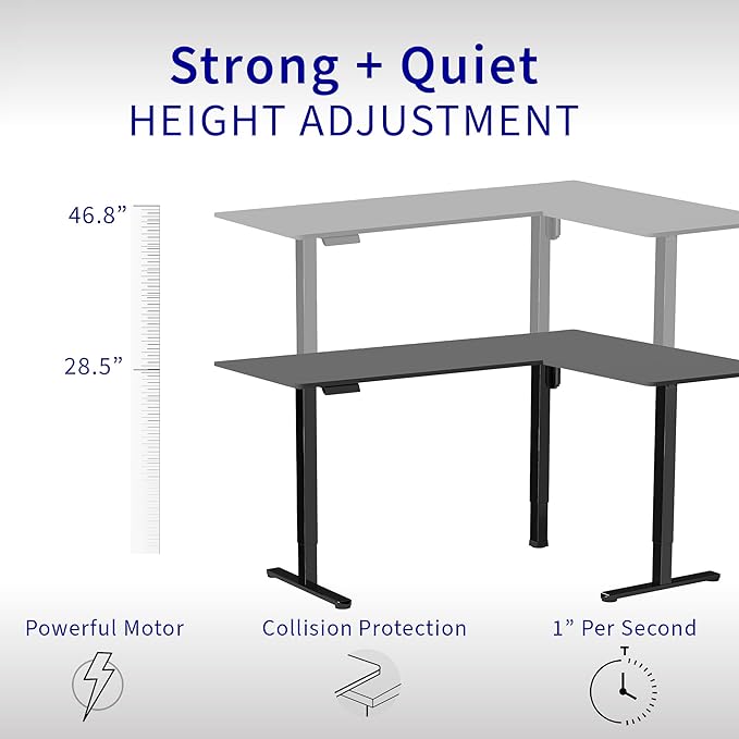 VIVO Electric Corner 75 x 63 inch L-Shaped Standing Desk, Memory Height Adjustment, Light Wood Top White Frame, DESK-E3CTC-75