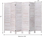 Giantex 6 Panel Wood Room Divider, 5.6 Ft Tall Oriental Folding Freestanding Partition Privacy Room Dividers Screen for Home, Office, Restaurant, Bedroom (White)
