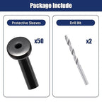 RiaYer 40 Pack 30 Degree Angle Protective Sleeves, Black Cable Railing Corner Protector Sleeve Beveled for 1/8" Wire Rope, T316 Marine Grade Cable Railing Kit with Two Drill Bit for Wood Posts HF039B