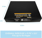 Lineco Archival Oversized 3-Ring Album Box with Clamshell Style Lid, Holds Up 55 Pages, 13.25 x 11.75 x 2.5 inch, Black