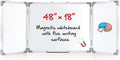 48” x 18” Foldable Whiteboard Dry Erase Board Large Tri Folding Whiteboard Magnetic Dry Erase Board, Wall Aluminium Frame and Flip Out Pen Tray for Office, Home
