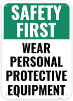 1PC Safety Sign, 14 x 10 Inches - Aluminum - Safety Decorations Posters For Workplace - Wear Personal Protective Equipment