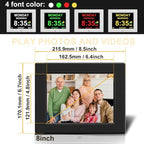 8‘’ Digital Calendar Day Clock, Gifts for People with Dementia Alzheimers, Large Display Alarms Clock for Seniors Electric Clocks with Date Day of Week 12 Alarms 4 Colors Auto DST/Dimmer