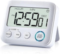 PIAMIG Digital Kitchen Timer Alarm Clock for Cooking, Large LCD Display Multi-Function, Strong Magnetic with Loud Alarm, Digital Timer for Kids,Teachers,Classroom, Exercise or Work (White)