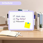 VUSIGN Small White Board Dry Erase, 8.5'' x 11'' Magnetic Dry Erase Board, Mini Whiteboard with Markers for Students, Fridge, Wall, Locker, Purple