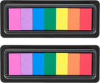 CraftyManor 7 Rainbow Colors Washable Stamp Pad for Finger Paint, Latex Foam Washable Fingerprint Ink Pads for Clothing Stamp, Letter Stamps…(2PCS)