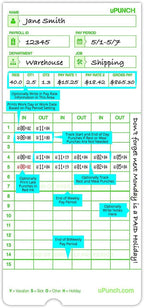 100 uPunch Time Cards for HN3000