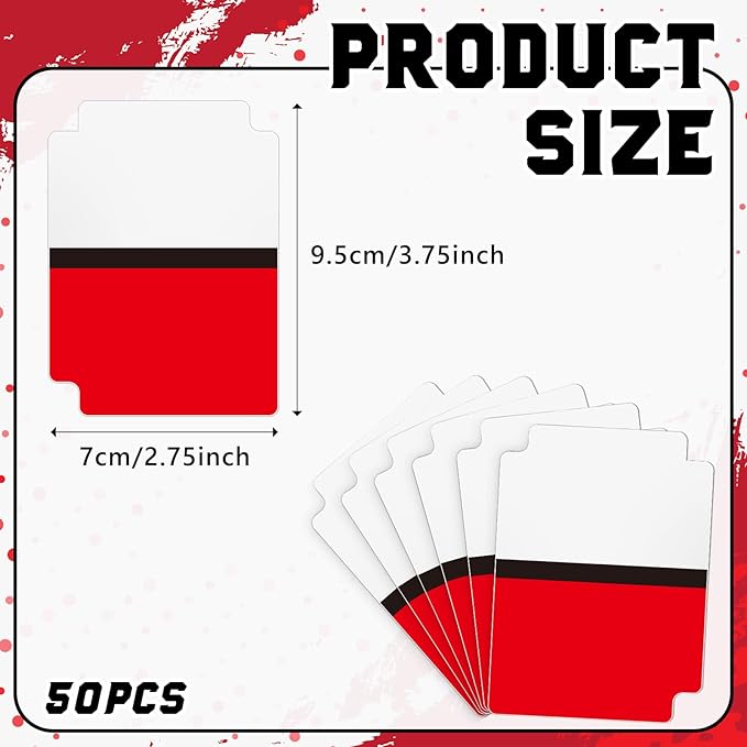 50pcs Red and White Trading Card Dividers Plastic Index Card Storage Dividers with Tabs Card Separators for Sports Recipe Game Card Organize