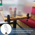 Jhanw Desk Divider Clamp For 1/8" To 0.51" Panel, Adjustable Desk Partition Clamp For 0.32" To 2.04" Desktop, Standing Desk Accessories For Desk Privacy Folders, White Sneeze Guard Holder 4-pack
