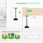 KEEGH 16'' Under Desk Cable Management Tray, Drill Free Clamp/Screws Mount, Sturdy Metal Cable Tray for Place Power Strip, Cord Management Tray Rack, Home, Office, White