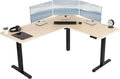 VIVO Electric Corner 63 x 55 inch L-Shaped Standing Desk, Memory Height Adjustment, Light Wood Top Black Frame, DESK-E3CTBC