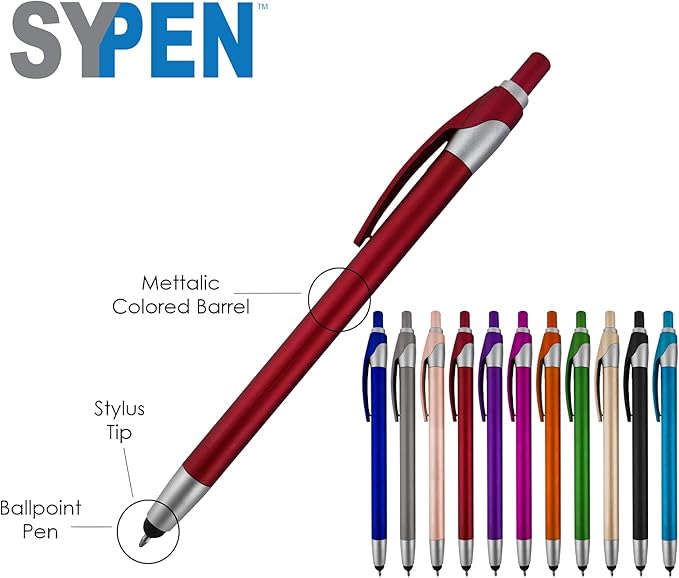 Personalized With your Custom Logo or Text Pens-Pack of 450- for Marketing, Parties, and Events, 2 in 1 Capacitive Stylus & Ballpoint Pen Compatible With Touchscreen Devices, Blue Ink, Black Pens