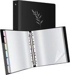 Uquelic 80-Pocket Binder with Plastic Sleeves for Letter/A4 Size(11" x 8.5"), Silver Leaf Printed Cover, Document Binder Organizer for Papers, Certificates and Artwork with Macaron PP Divider Pages