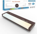 Leetdud LED Under Cabinet Lighting Hardwired or Plug in, 12 Inch 6W, Dimmable 5 Color 2700K/3000K/3500K/4000K/5000K, Linkable Eyes Care Design Counter Lights for Kitchen, Sink, ETL Listed, Bronze