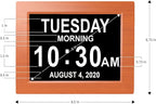 American Lifetime New 2026 Dementia Clock Large Digital Clock for Seniors, Large Display with Custom Alarms, Calendar Clock with Day & Date for Elderly, Clear Numbers Alzheimer Digital Clock Wood