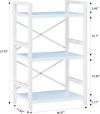 Homeiju Bookshelf, 3 Tier Industrial Bookcase, Metal Small Bookcase, Rustic Etagere Book Shelf Storage Organizer for Living Room, Bedroom, and Home Office(Blue) Patent Pending D29873033